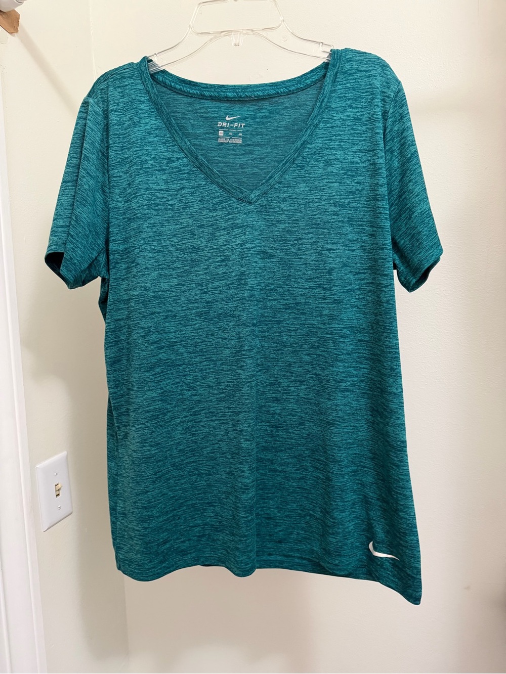 Nike Women's Teal Heather V-Neck Dri-FIT Short Sleeve Tee